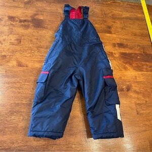 London Fog Boys side Zip Bib Snow Pant navy red white size 2T